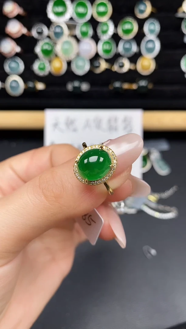 银S925镶嵌戒指翡翠5338
