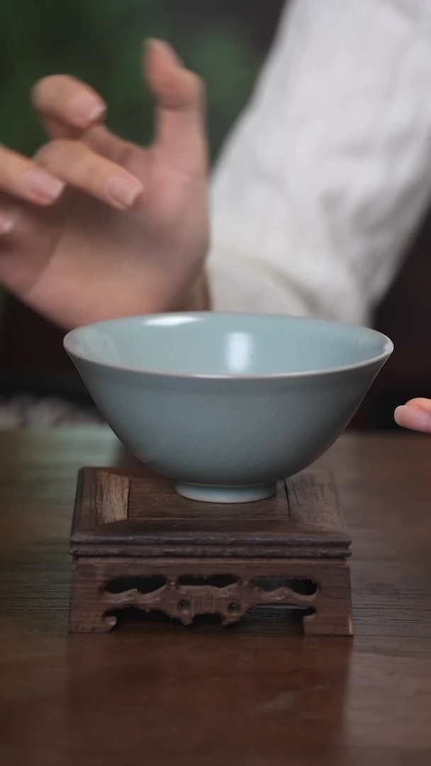 【闪购商品】清凉寺原产地仿古釉手工汝瓷斗笠碗杯