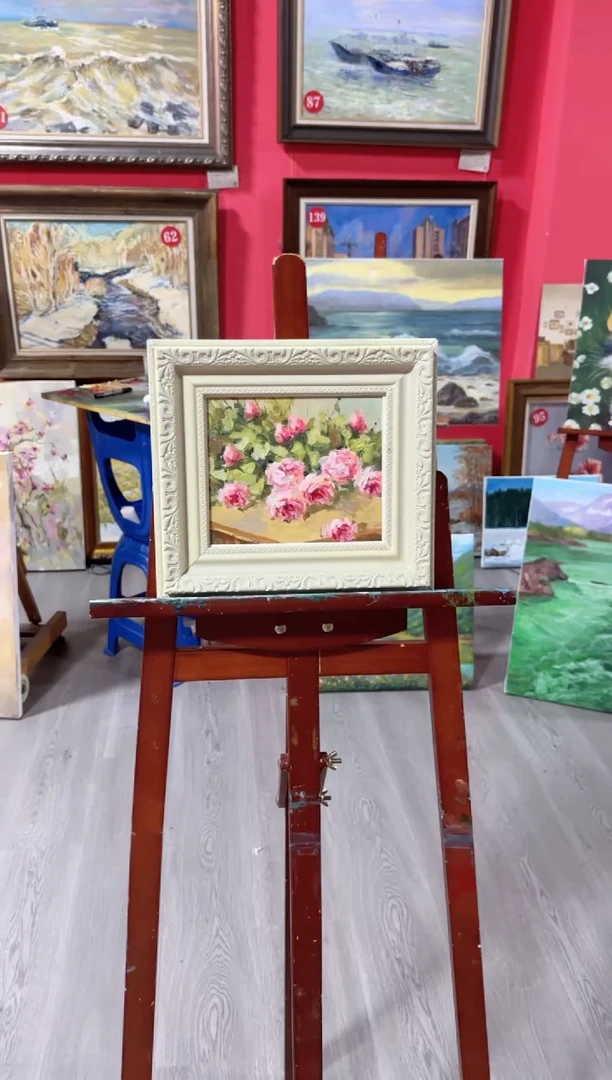油画俄罗斯手绘油画作品《  玫瑰》25x28带外框