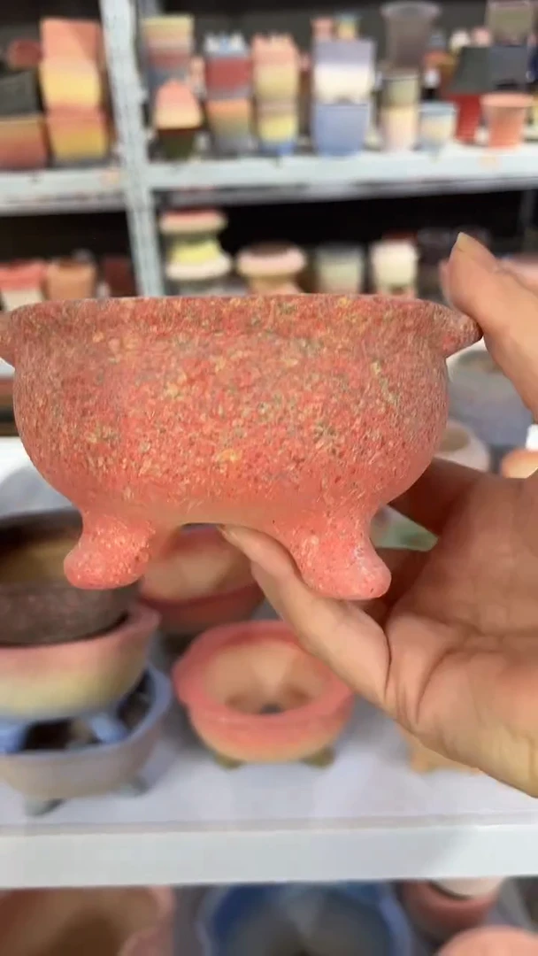 麦饭石粗陶多肉花盆口径9