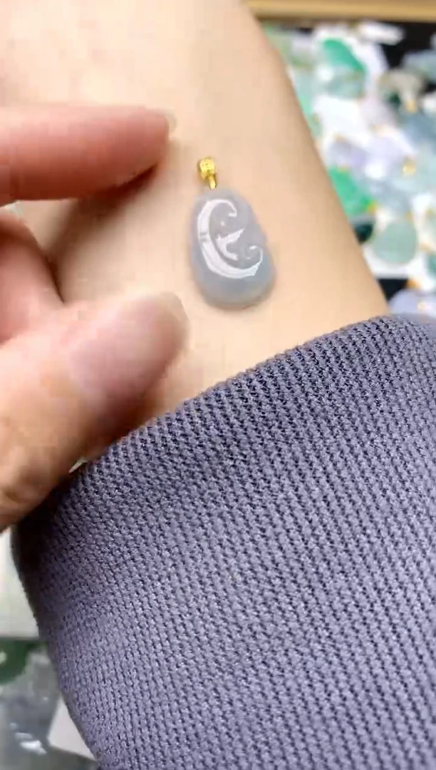 颈饰银S925镶嵌翡翠天然A货翡翠