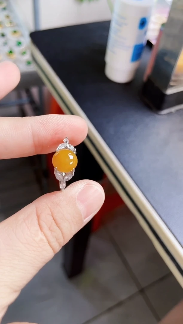 翡翠戒指银S925镶嵌424