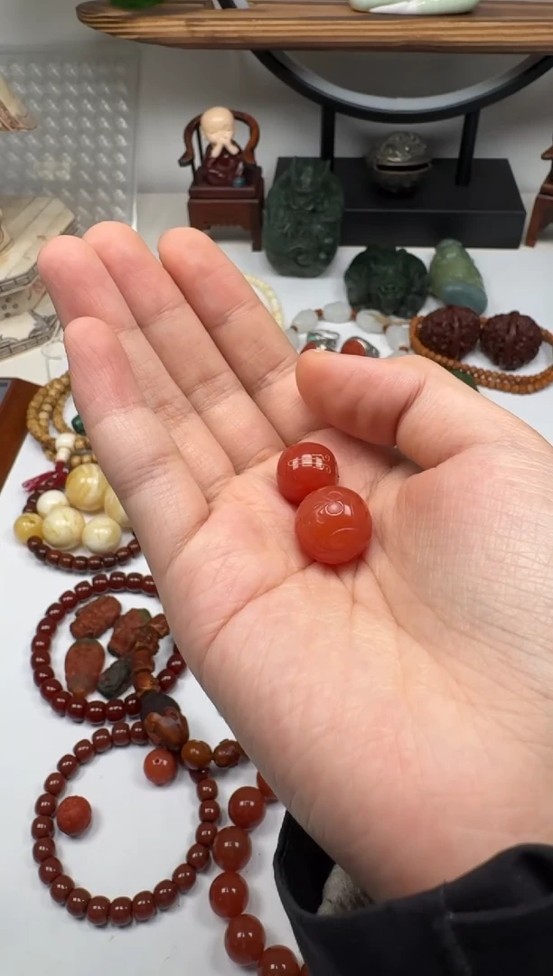 未镶嵌单珠南红玛瑙爱***芯单珠 南红玛瑙