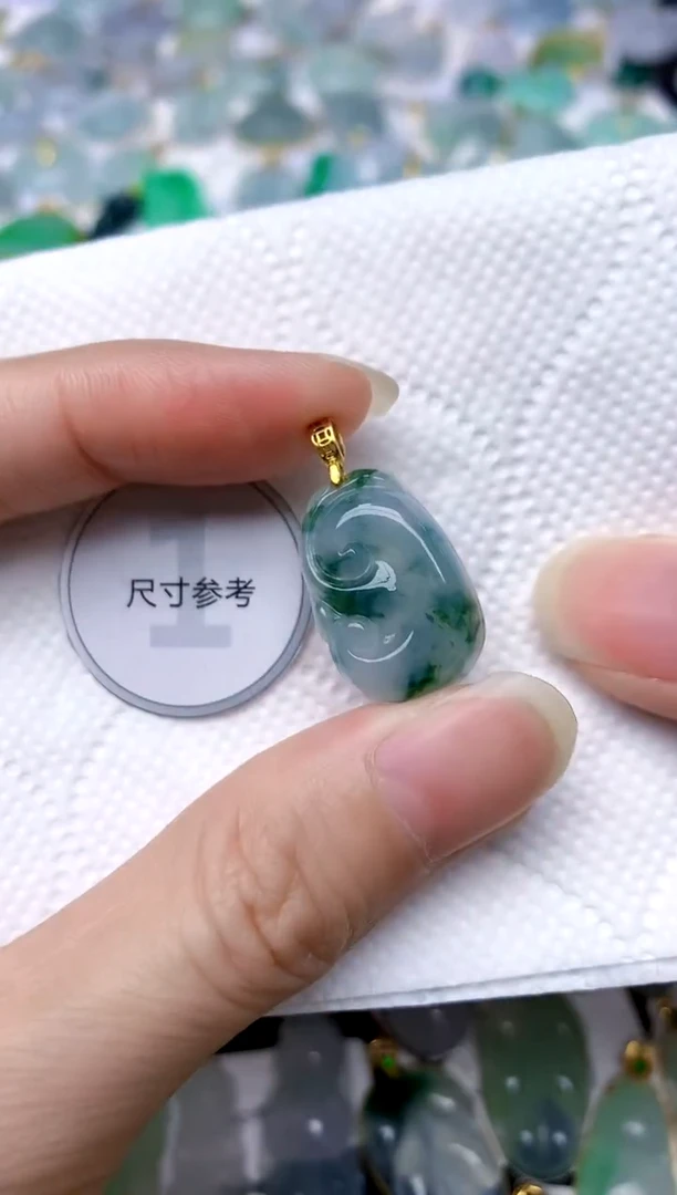 颈饰银S925镶嵌翡翠天然A货翡翠