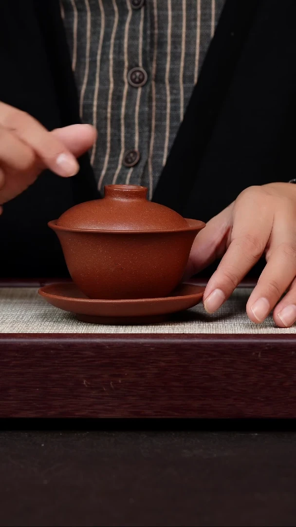 茶杯紫砂红降坡盖碗