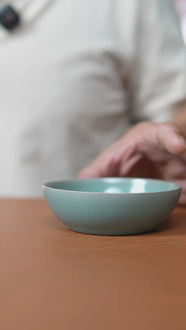 瓷片仿古翡翠绿釉普洱杯瑕
