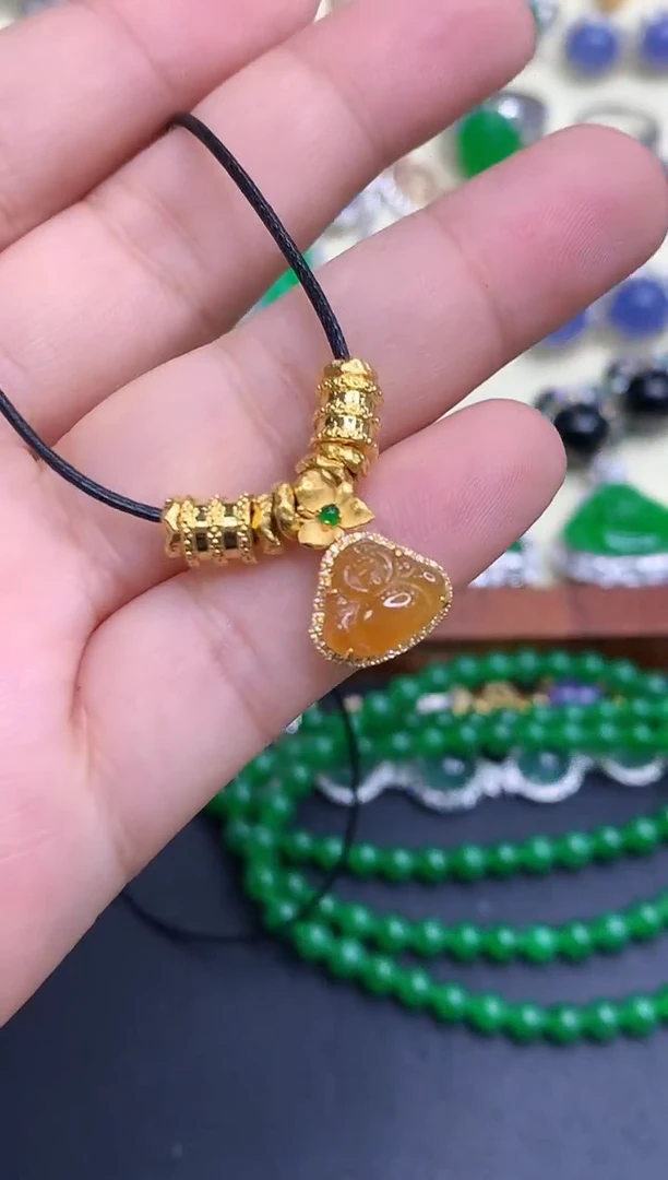 颈饰18K金镶嵌翡翠387-中国好珍宝