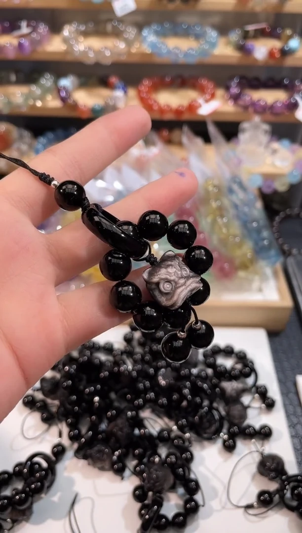 水晶手链未镶嵌多样性发一 黑醒狮车挂