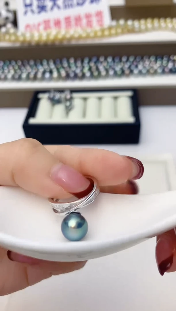 银S925镶嵌戒指海水珍珠A92