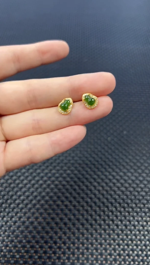 银S925镶嵌和田玉耳饰（多样性发一件）0041