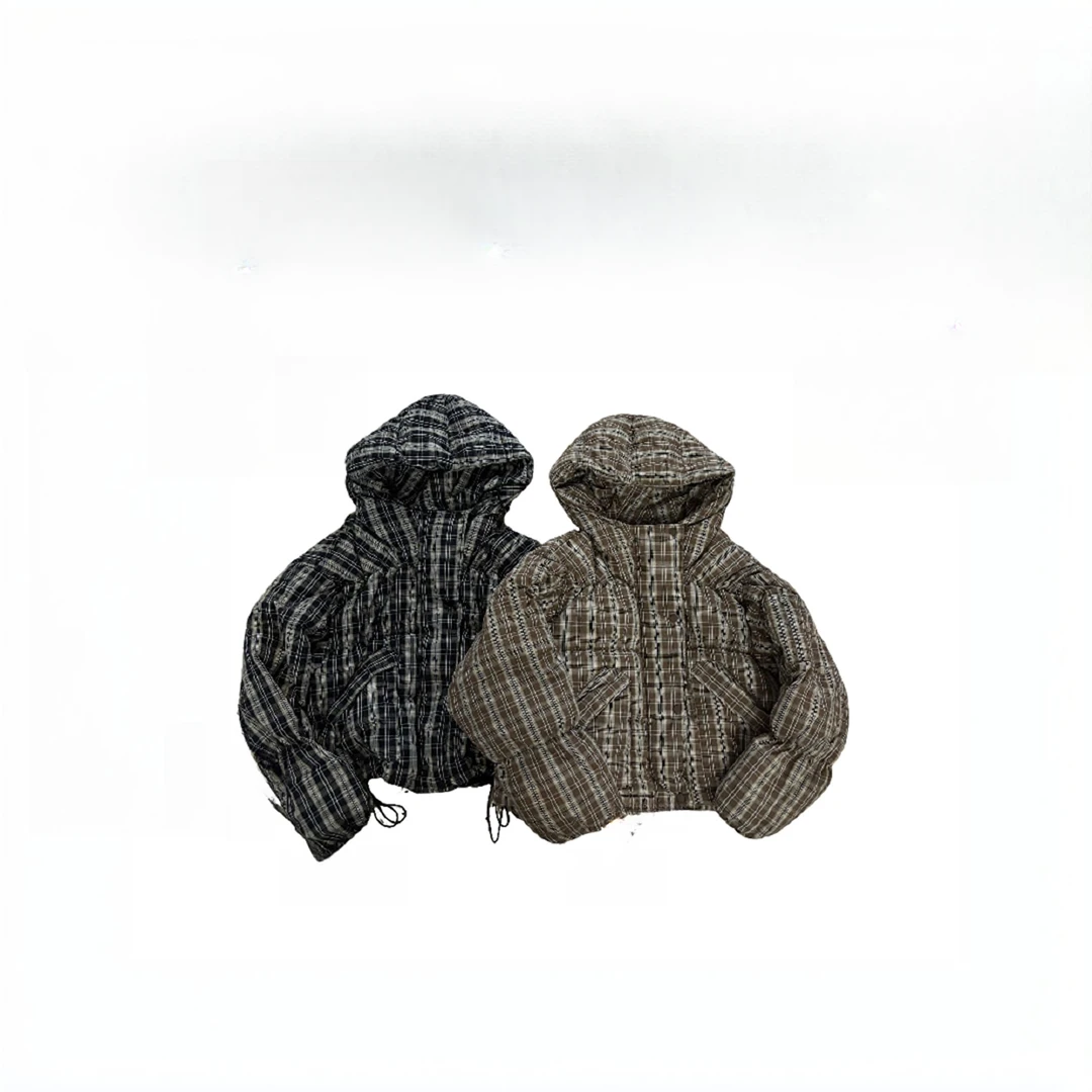 [英式格子羽绒服]10002连帽羽绒服