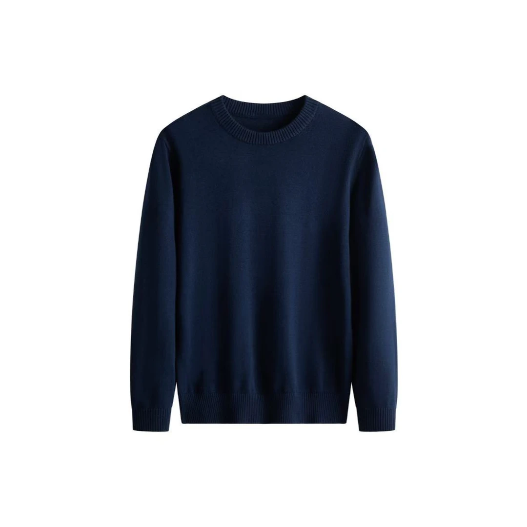 男士简约百搭纯色圆领羊毛衫