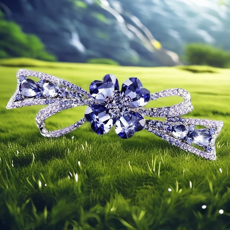 水钻发夹后脑勺夹子头饰顶夹气质发卡弹簧夹横夹韩版妈妈优雅发饰