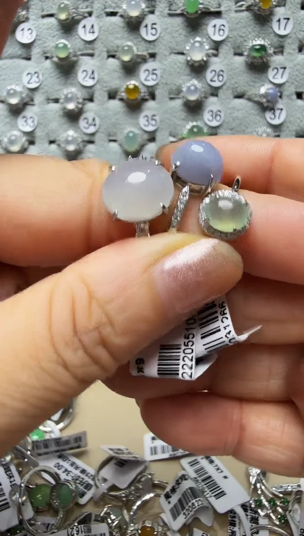 翡翠戒指银S925镶嵌通体925银镶缅甸翡翠轻奢气质时尚