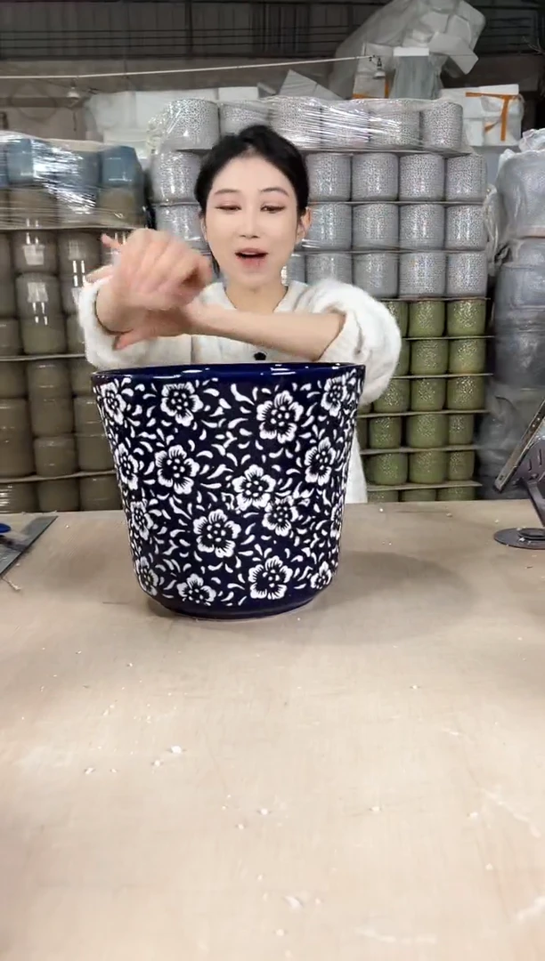 【闪购商品】陶瓷收腰蓝白花大号25x22