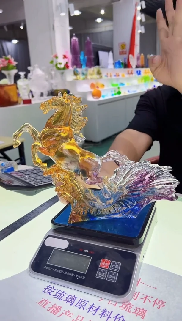 手工艺品琉璃古法琉璃飞马摆件