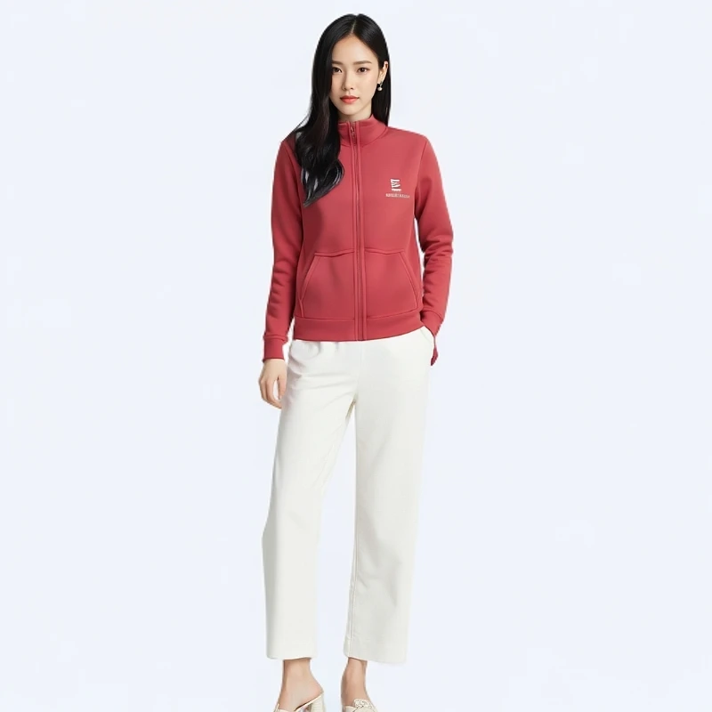 25年重工刺绣奥粒绒立领外套加绒加厚保暖上衣女女款运动时尚卫衣