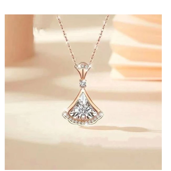 【李总】 BM-S227#灵动钻石心动小裙摆合金镶嵌吊坠赠合金链