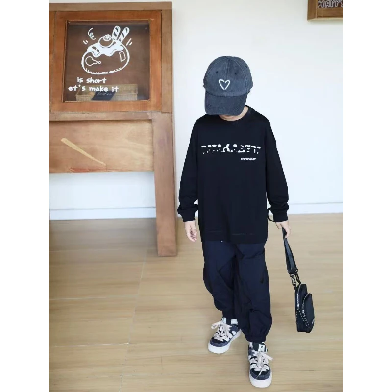 41211-T1049新款时尚黑色长袖圆领T恤