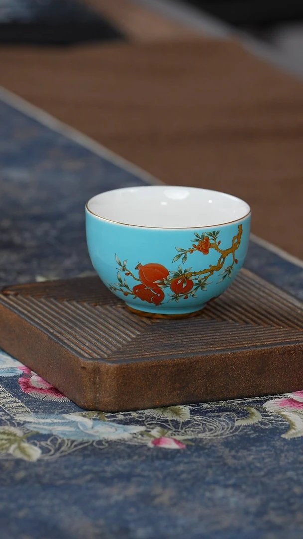 【闪购商品】【蓝】【榴金石榴花福享杯】【简装】