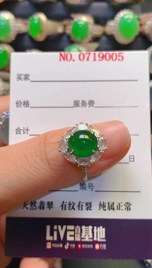 银S925镶嵌翡翠耳饰天然