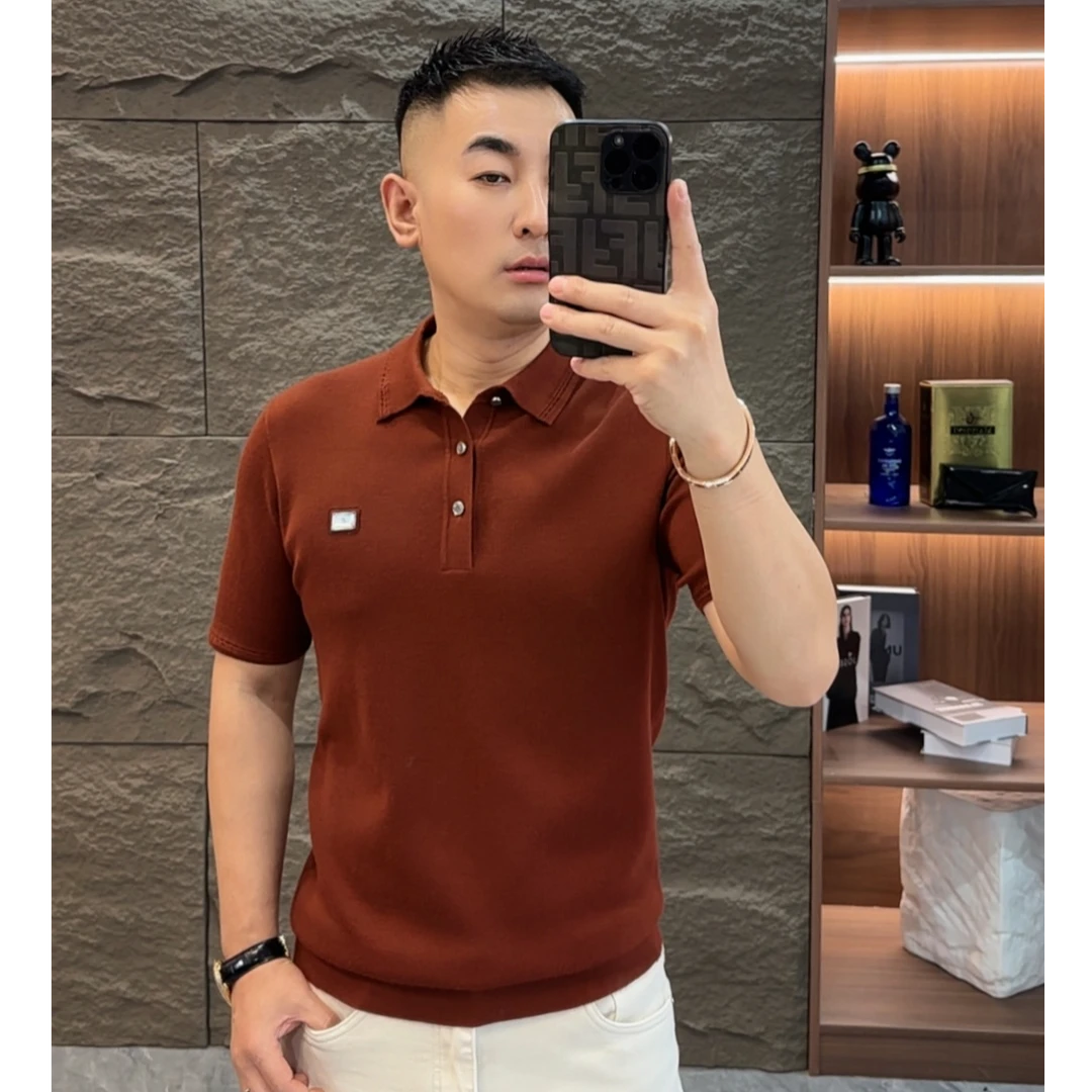 GCONE(福利)男士秋冬精纺100%美利诺绵羊毛高品质翻领短袖羊毛衫