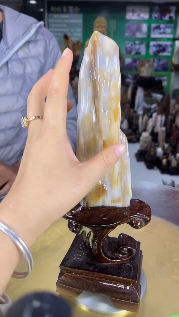 缅甸天然树化玉摆件