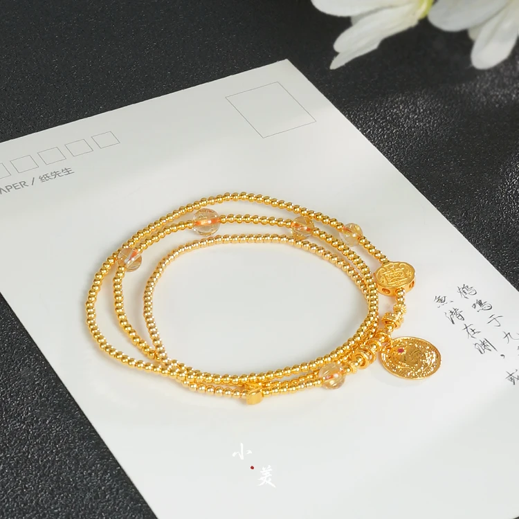 18K金黄财财三圈手串项链（多样性发货）G9978
