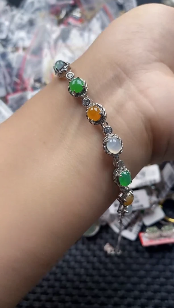 翡翠戒指银S925镶嵌4444---7