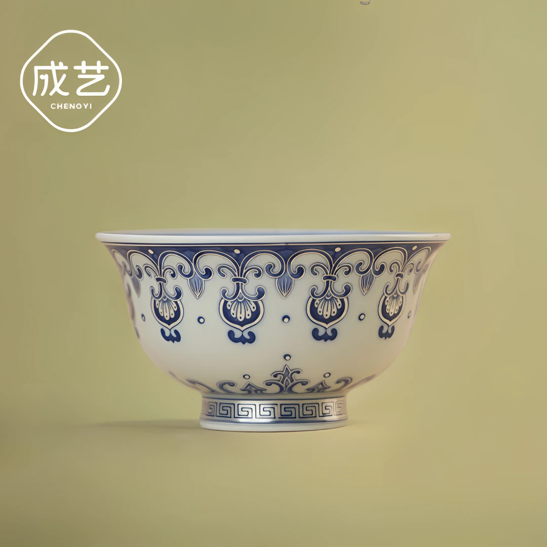 成艺覆银万相花大压手杯陶瓷高端缠枝莲喝茶碗主人杯品茗杯釉下彩