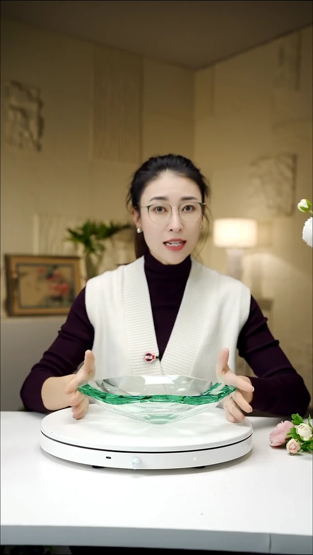 手工艺品琉璃湖水绿切面果盘