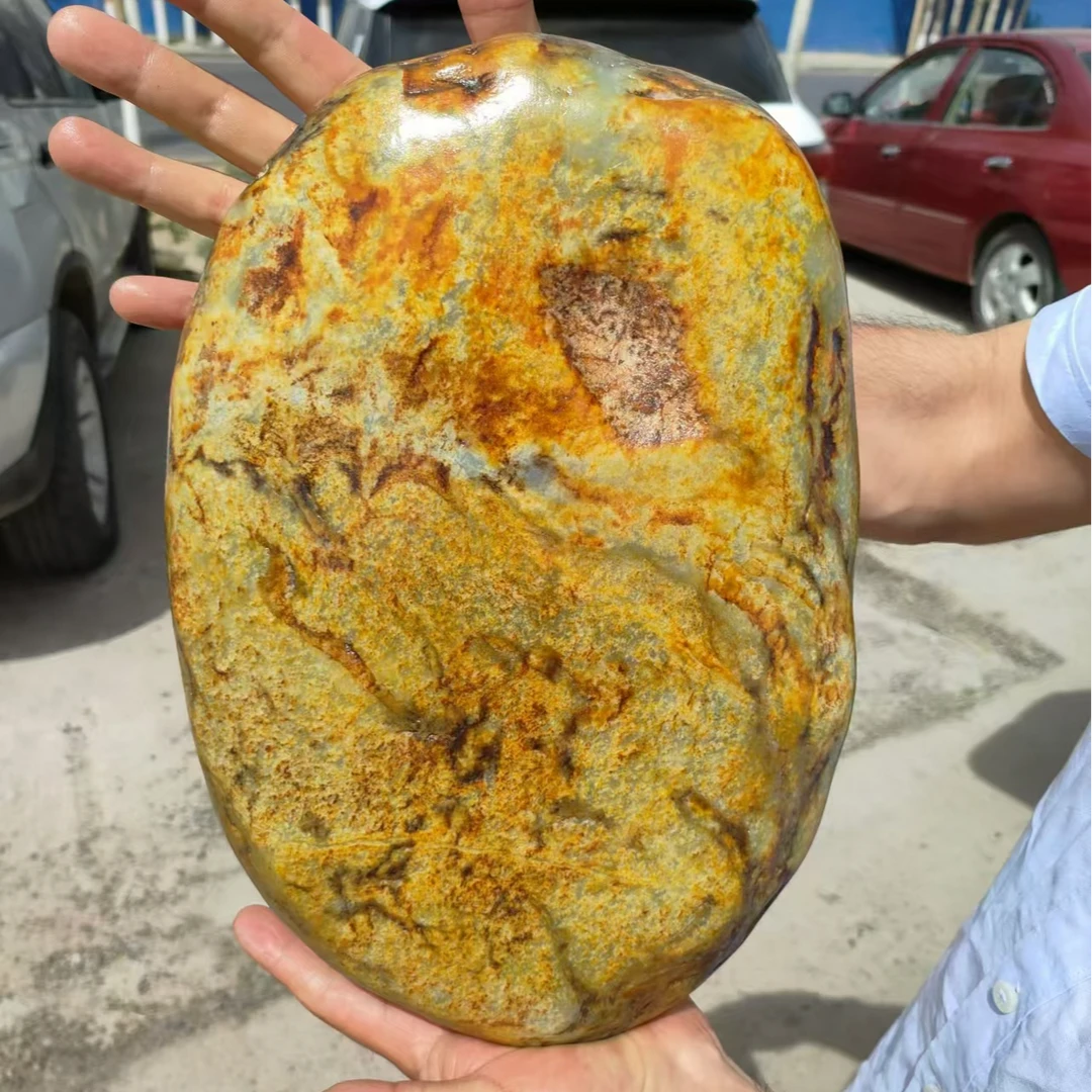 新疆和田籽奇石摆件手把