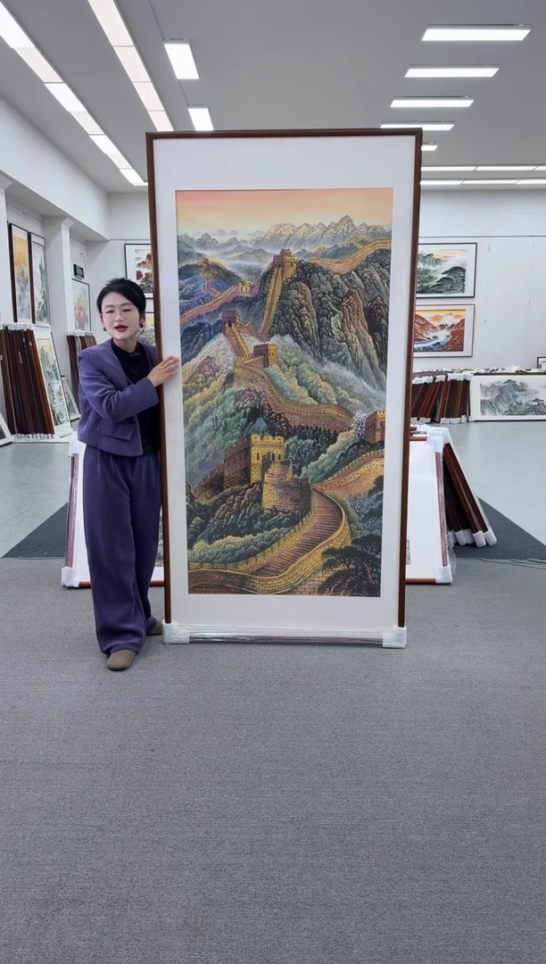 国画手绘274*109万里长城（竖）