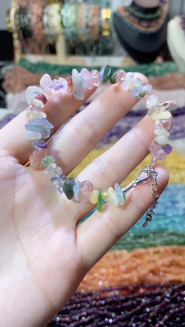 未镶嵌珠宝半成品水晶彩石手链