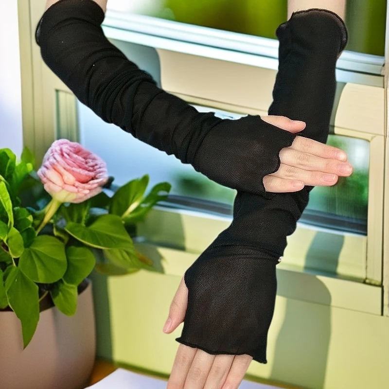 厂家特价批发加长版高档弹力冰感降温防晒冰袖蕾丝官方正版冰袖