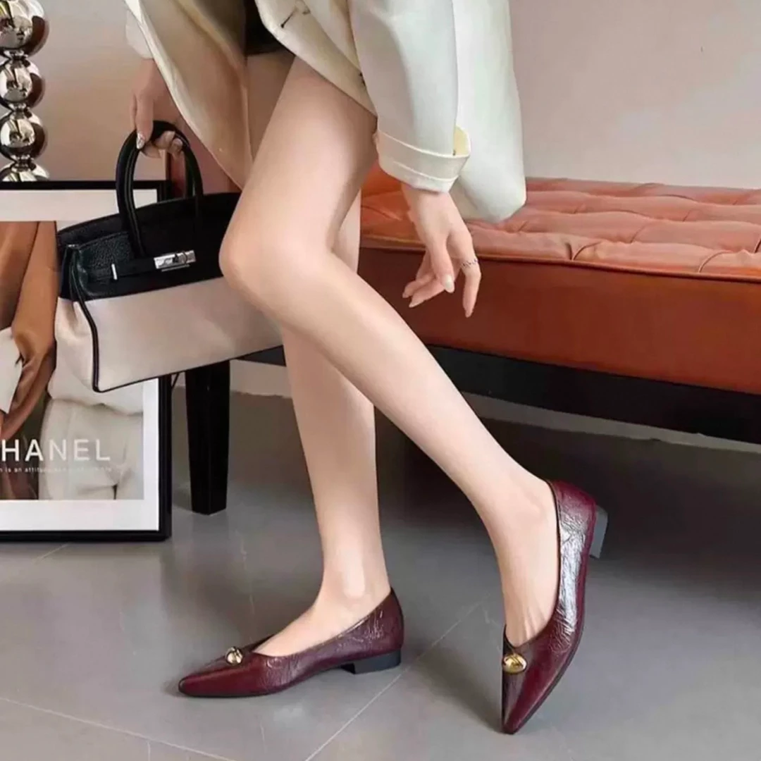 气质时尚百搭粗跟尖头漆皮高跟鞋舒适H991-1