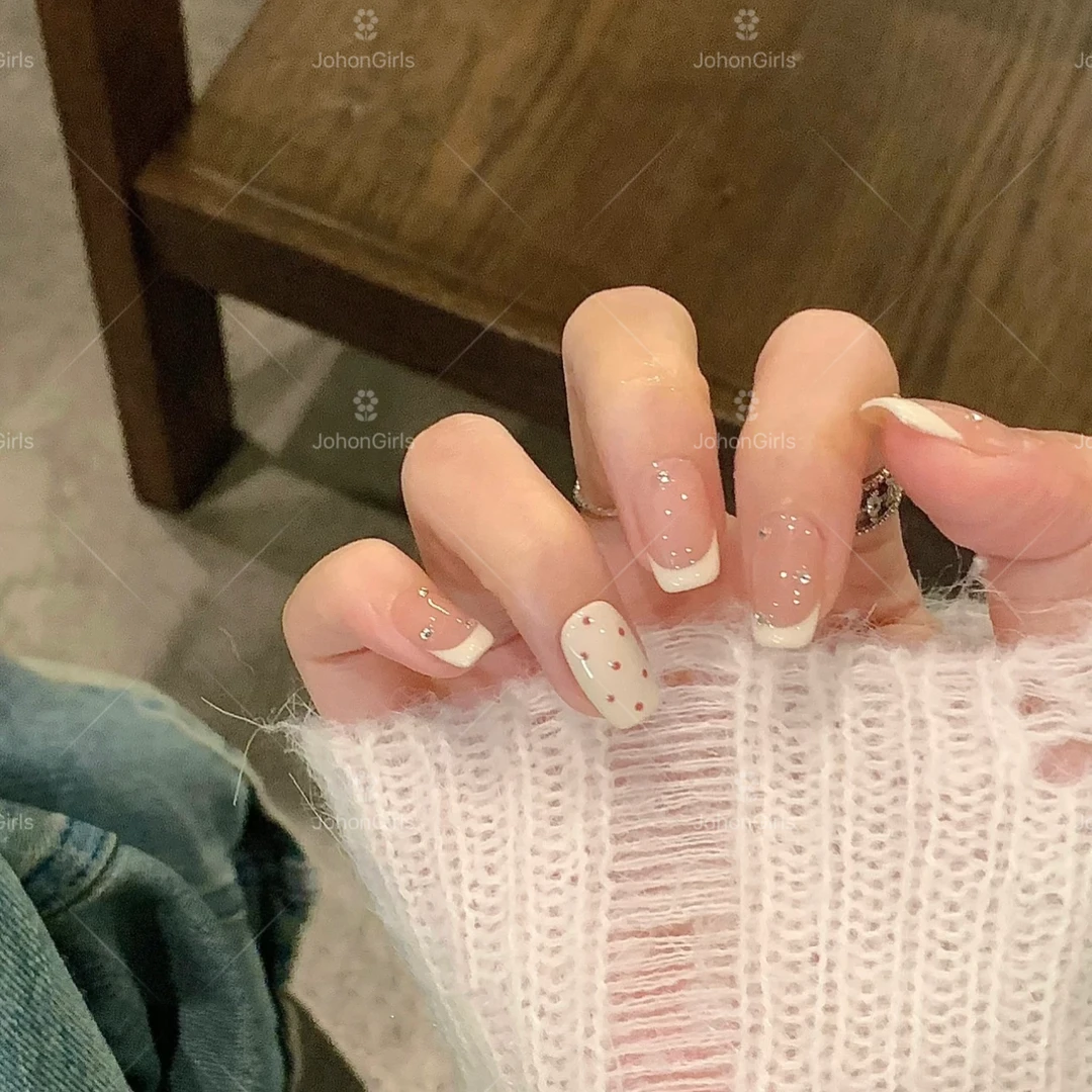 JohonGirls'/琴岛小嫚【莓果粉甜】法式波点气质显白高级手工穿戴甲