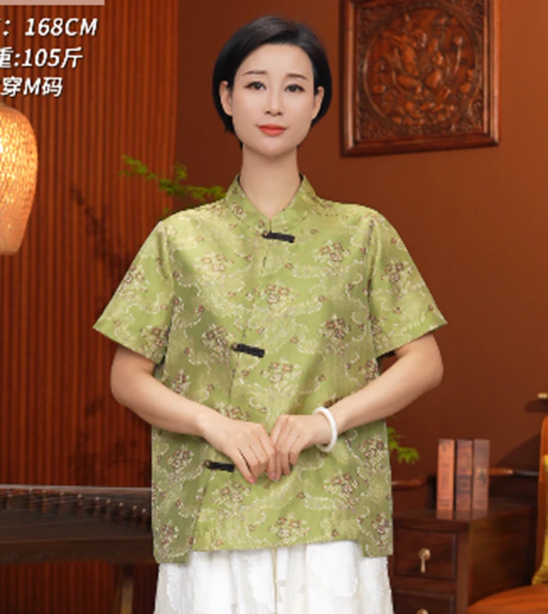 2522【艳艳专属】 新中式复古小立领夏季衬衫