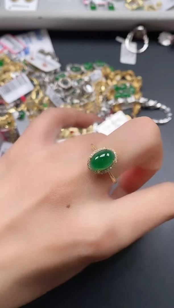 银S925镶嵌戒指翡翠111