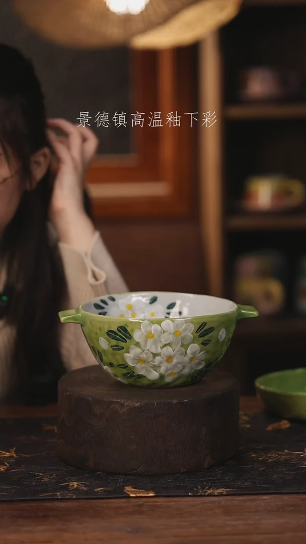 陶瓷景德镇高温釉下手绘陶瓷@L300@