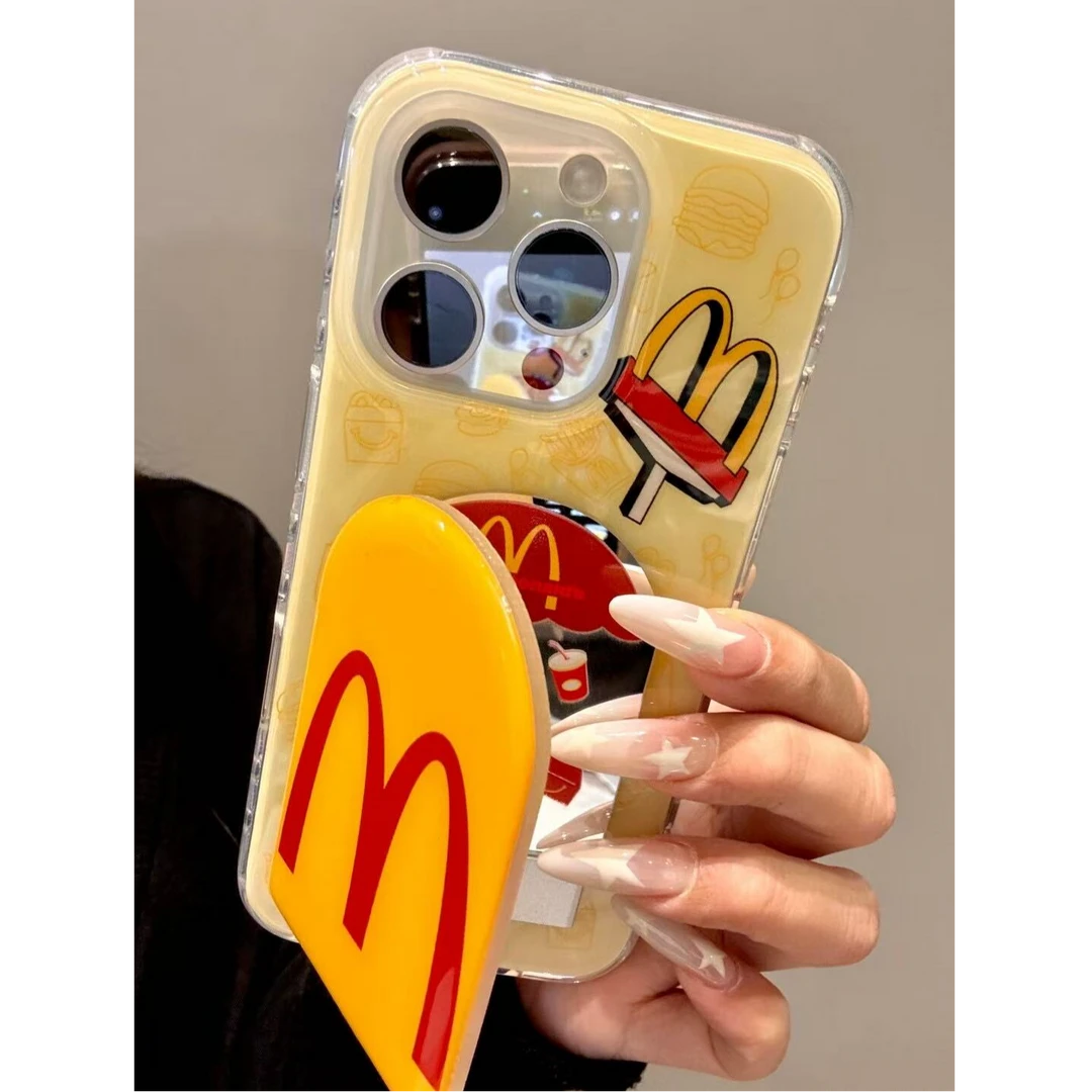 诚星泽麦门M记折叠镜子支架适用苹果16pro手机壳华为oppo小米vivo