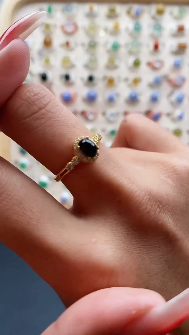 【闪购商品】翡翠戒指银S925镶嵌缅甸天然A货翡翠111 2+9