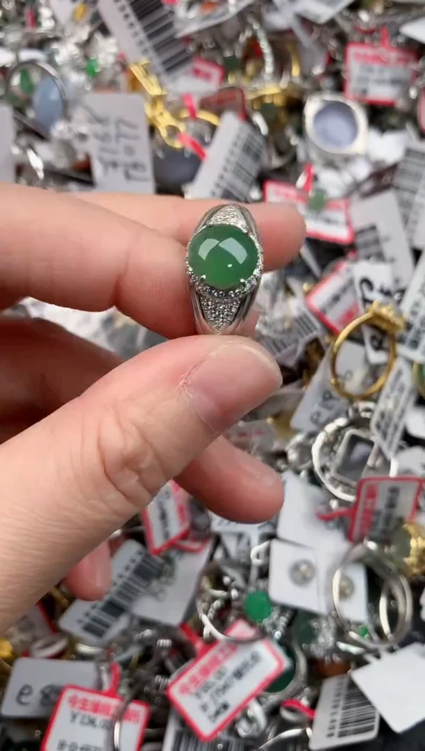 银S925镶嵌戒指翡翠222        9