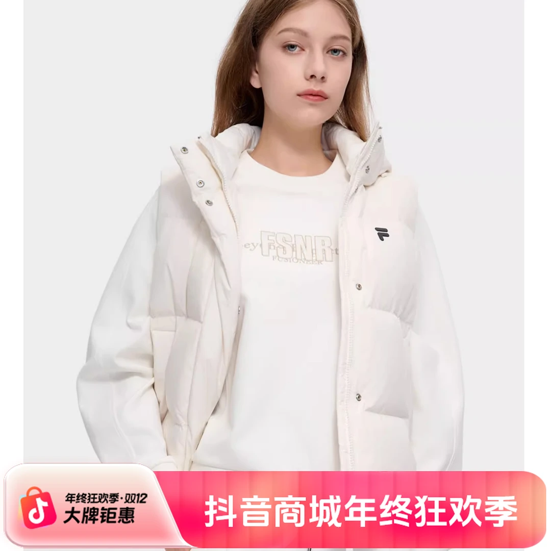 FILA FUSION斐乐潮牌羽绒马甲女冬季基础短款女款外套T11W445901F