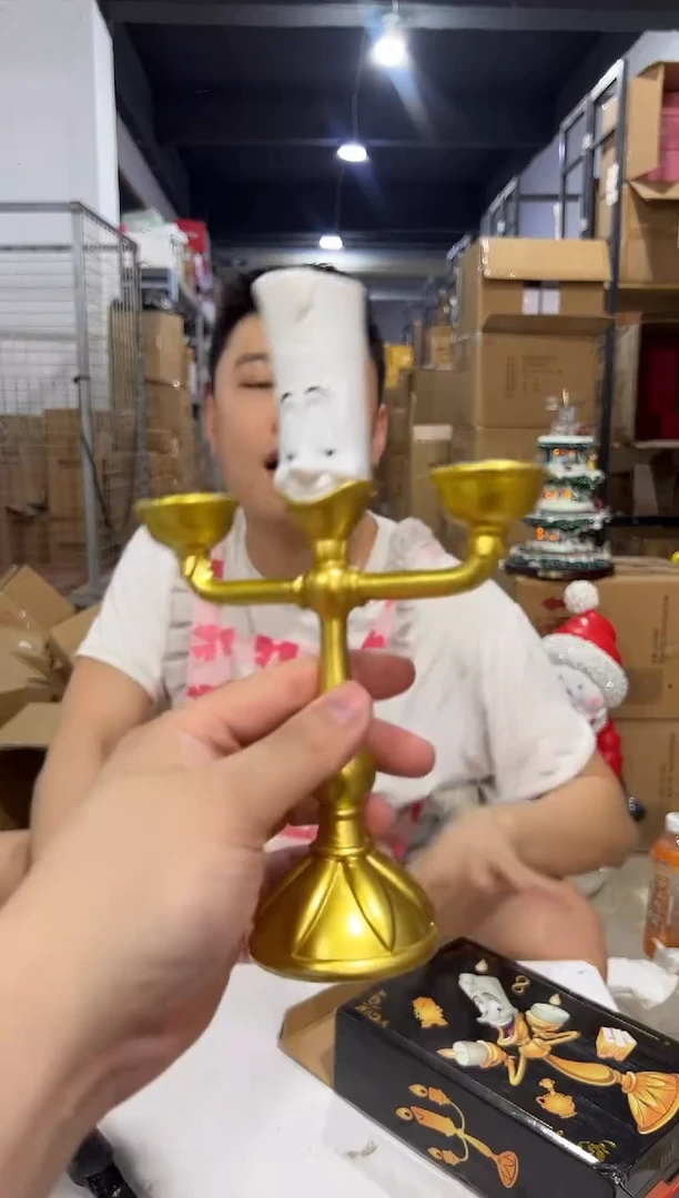 瓷片树脂小号原盒烛台摆件