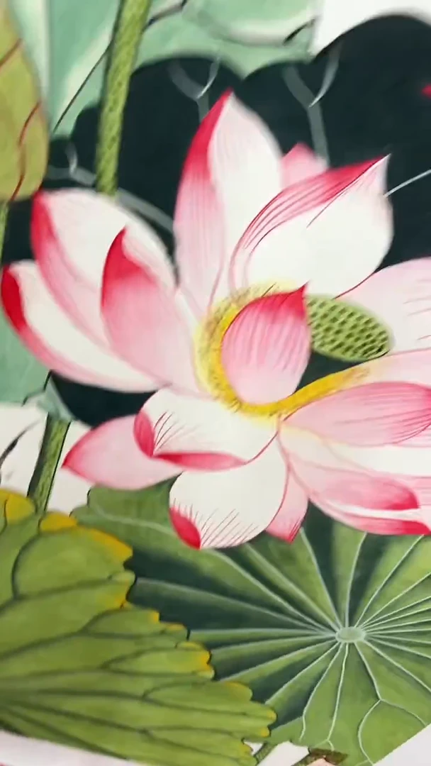 国画红荷临风