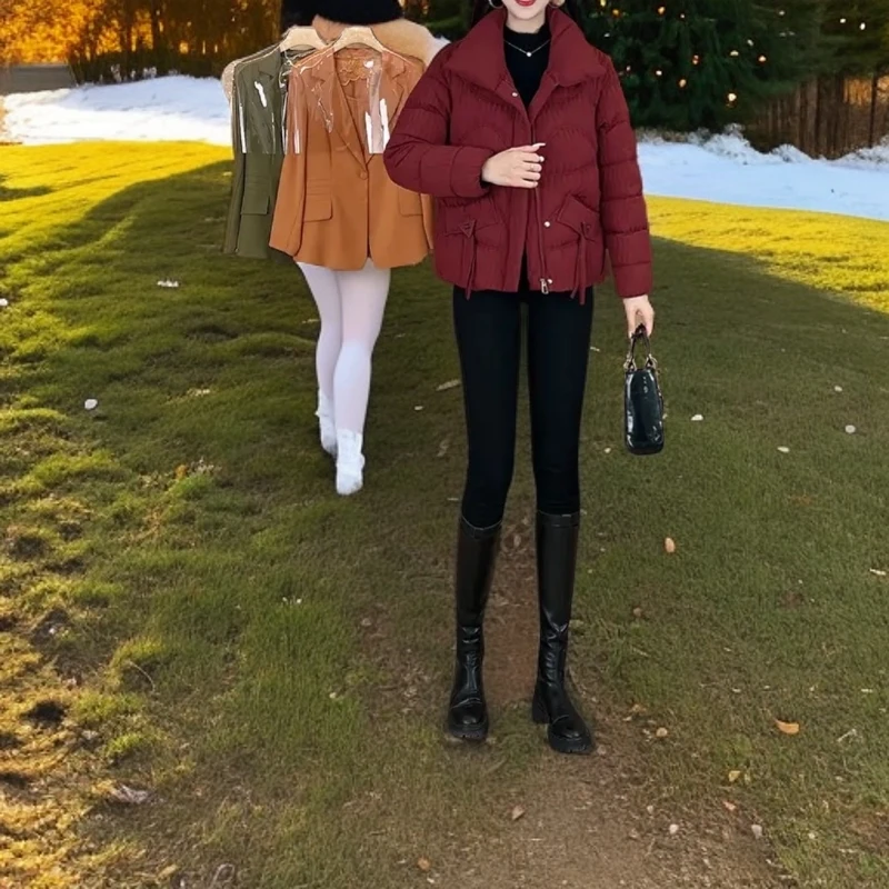 2024冬季新款洋气设计感短款立领棉服时尚加厚保暖小个子外套