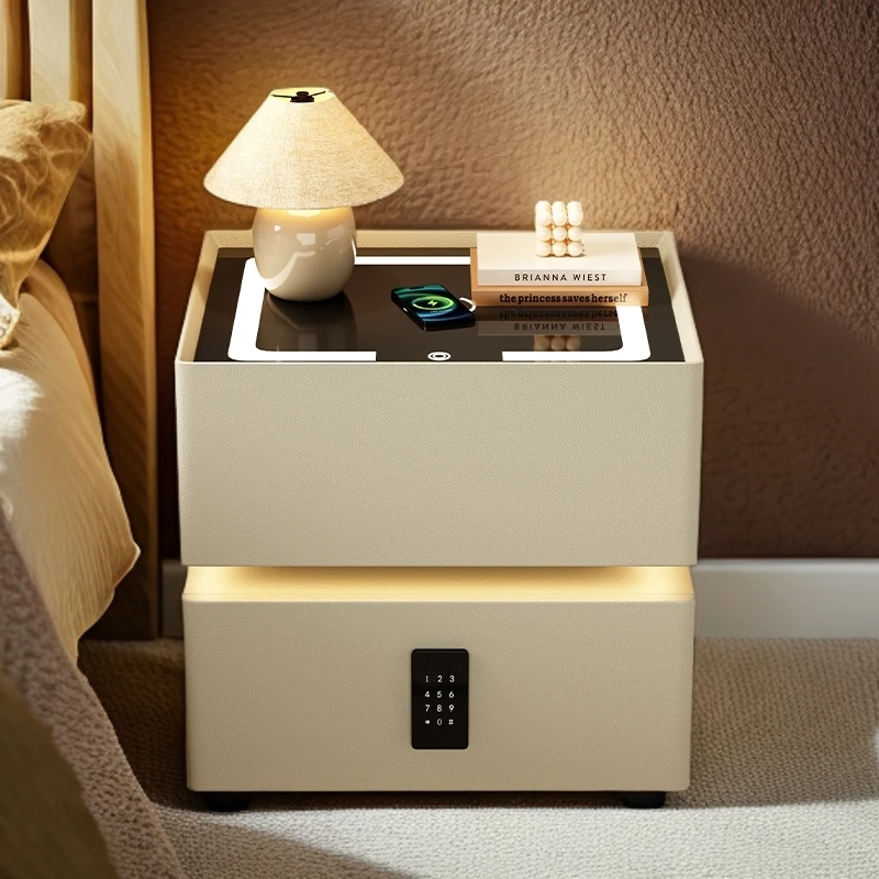 卧室家用悬浮款智能床头柜现代简约奶油风高级轻奢床头柜卧室