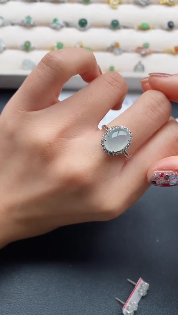 银S925镶嵌戒指翡翠55555555+8