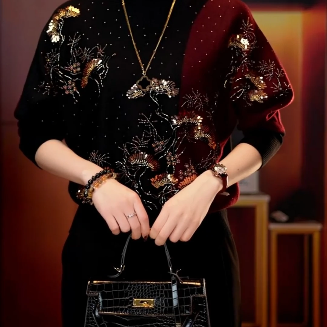 秋冬季新款含绵羊毛针织毛线衣长袖百搭弹力舒适保暖1836